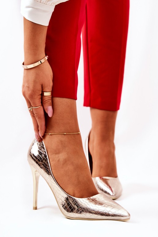 Snake Pattern Stilettos Gold Tissoria