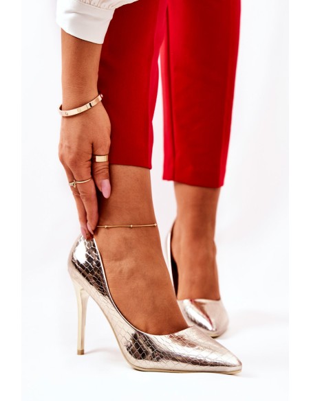 Snake Pattern Stilettos Gold Tissoria