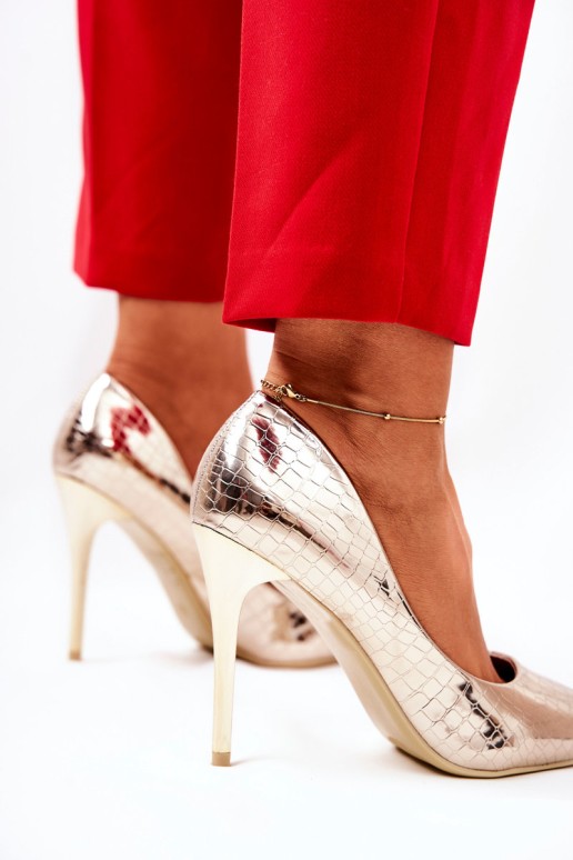 Snake Pattern Stilettos Gold Tissoria