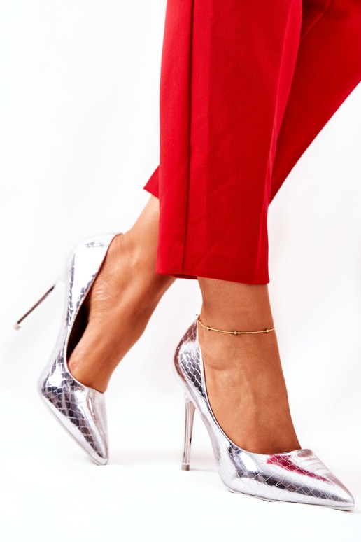 Snake Pattern Stilettos Silver Tissoria