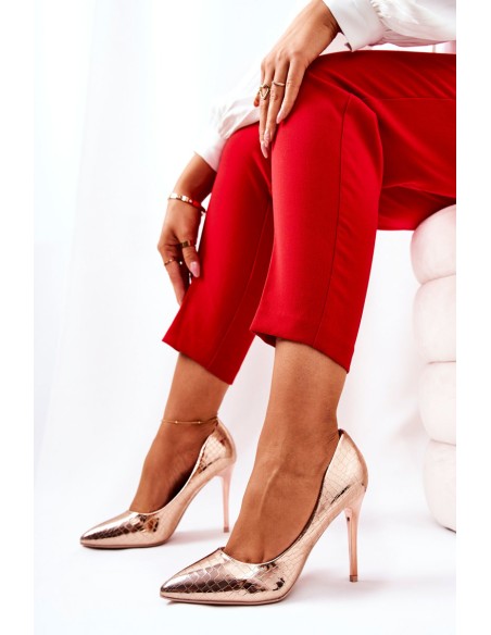 Snake Pattern Stilettos Pink Gold Tissoria