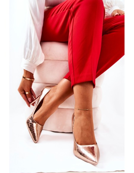 Snake Pattern Stilettos Pink Gold Tissoria