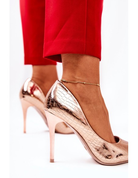 Snake Pattern Stilettos Pink Gold Tissoria