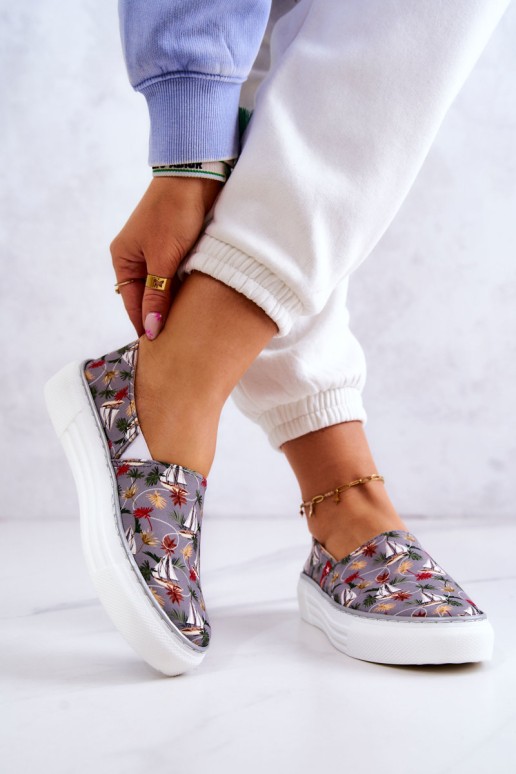 Women's Sneakers Slip On Memory Foam Big Star JJ276015 Grey