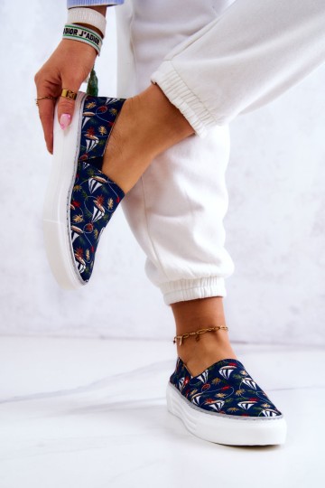 Women's Sneakers Slip On Memory Foam Big Star JJ276016 Navy blue 2