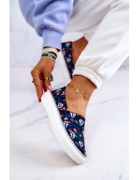 Women's Sneakers Slip On Memory Foam Big Star JJ276016 Navy blue