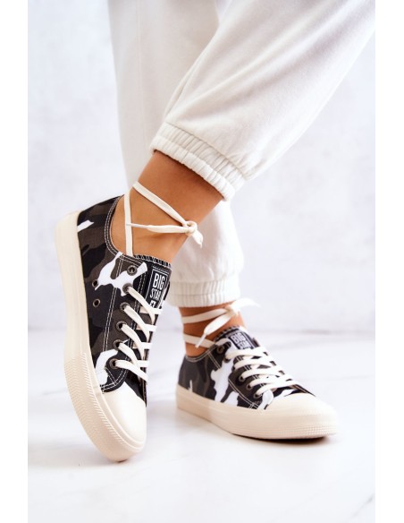 Women's Material Sneakers Camo BIG STAR JJ274237 White-Gray