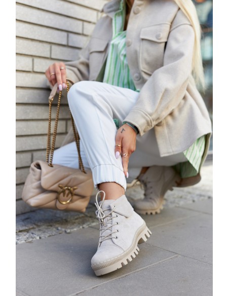 Suede Trapper Boots Tiered Light gray Dalles