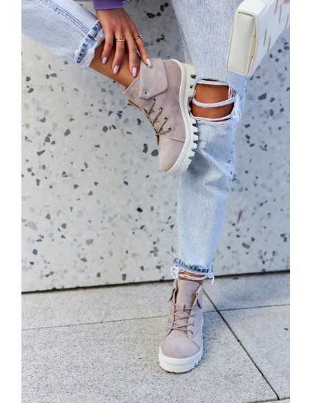 Suede Trapper Boots Tiered Light purple Dalles