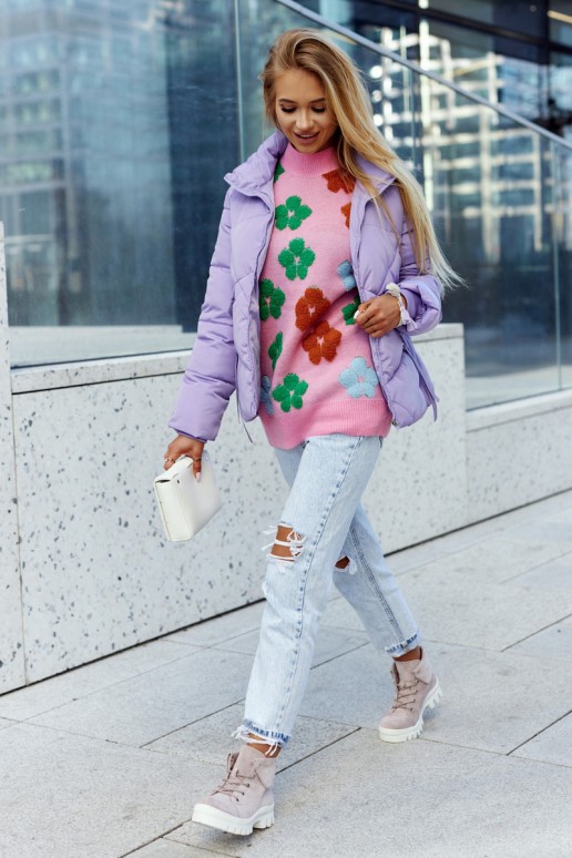 Suede Trapper Boots Tiered Light purple Dalles