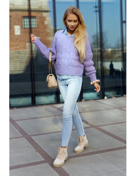 Suede Trapper Boots Tiered Light beige Dalles