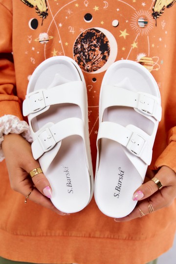 Rubber Slippers With Buckle White Corina 2