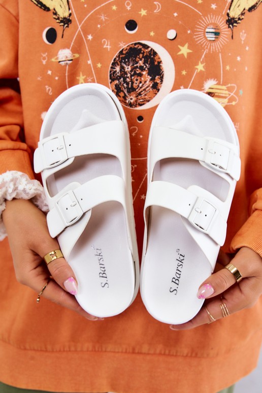 Rubber Slippers With Buckle White Corina