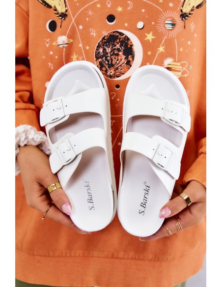 Rubber Slippers With Buckle White Corina