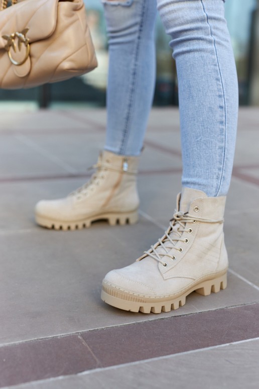 Suede Trappers With Stitching Light Grey Layden