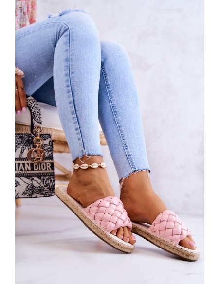 Leather Braided Slippers Big Star JJ274921 Pink