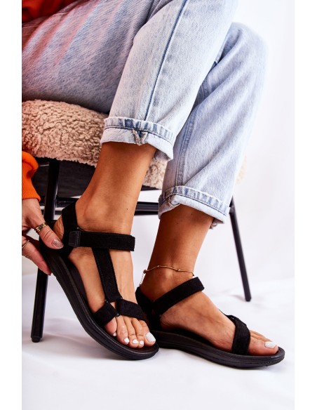 Women's Suede Sports Sandals Black Harris