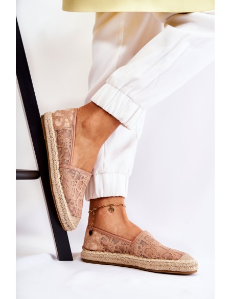 Klasikinės moteriškos espadrilės ažūrinės kūno spalvos Nude Catris