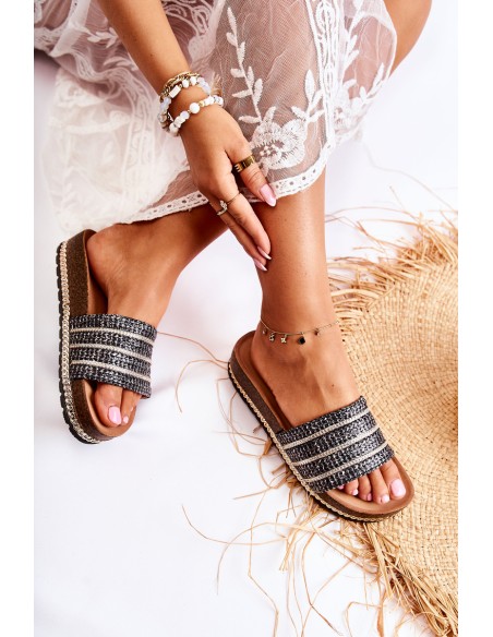 Women's Classic Slippers With A Chain Black Maddy