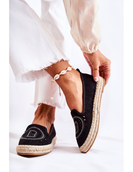 Ažūrinės įspiriamos moteriškos espadrilės Black Meredith