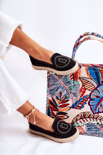 Ažūrinės įspiriamos moteriškos espadrilės Black Meredith 2