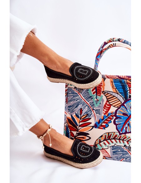 Ažūrinės įspiriamos moteriškos espadrilės Black Meredith