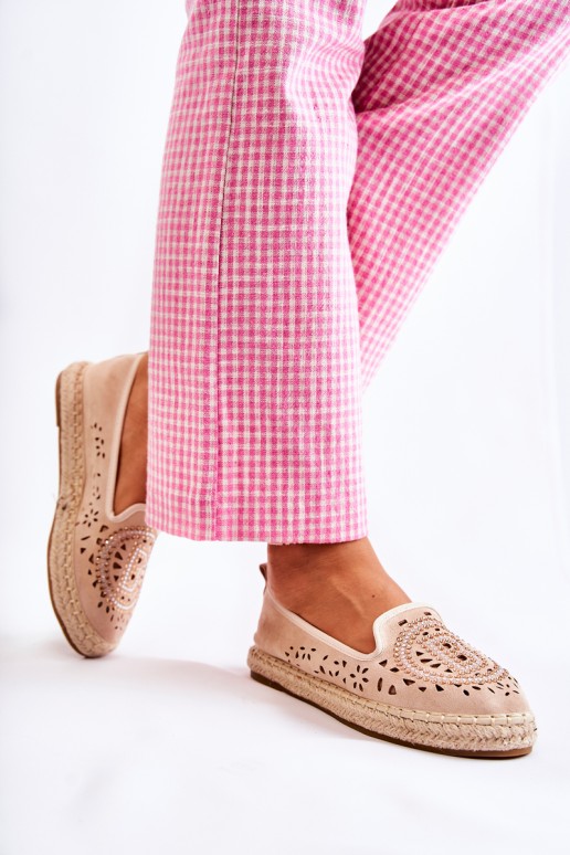 Openwork Slip-on Women's Espadrilles Beige Meredith