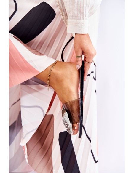 Moteriškos guminės šlepetės su kaspinu, juodos ir pilkos spalvos Meriden