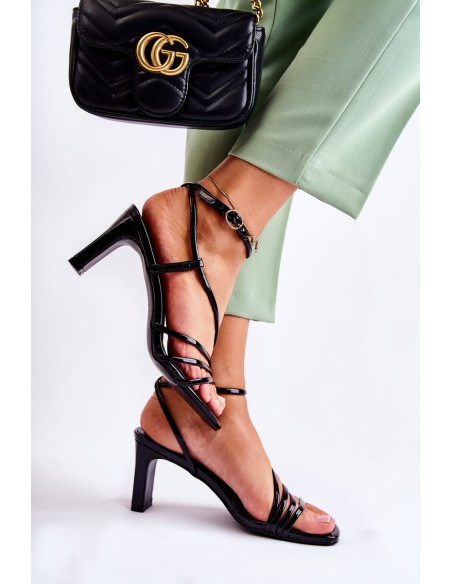 Classic Lacquered Sandals On Heel Black Milani