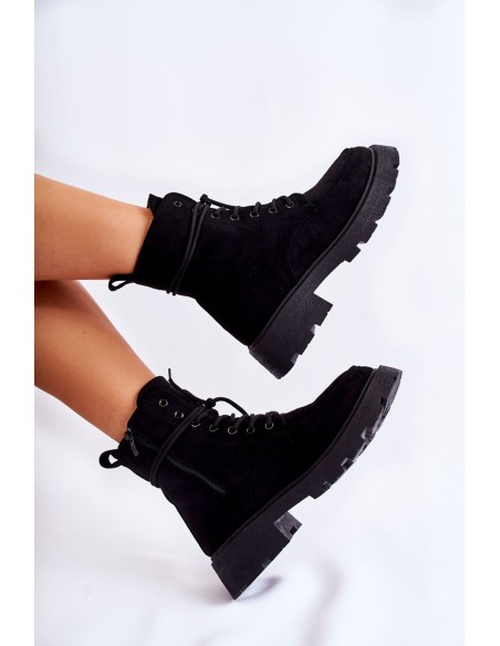 Women's Suede Boots Tied Black Vanita