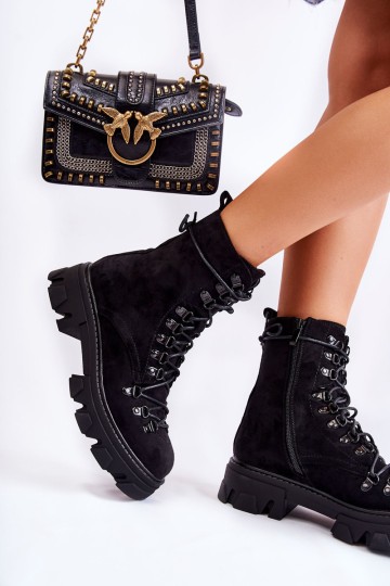 Warm Suede Boots Workers Tied Black Pierro 2