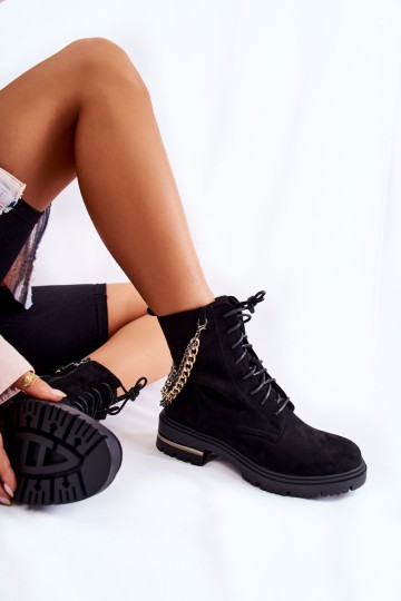Suede warm boots with a chain Black Sorita 2