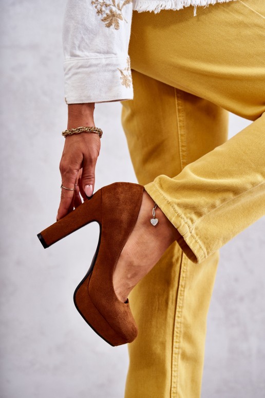 Classic Suede Pumps On Heel Camel Soro