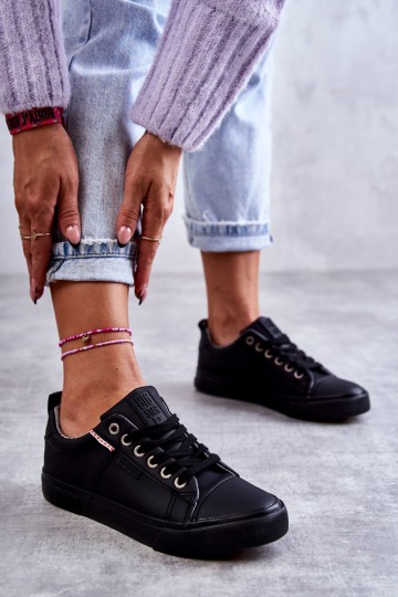 Women's Low Leather Sneakers Big Star KK274006 Black 2