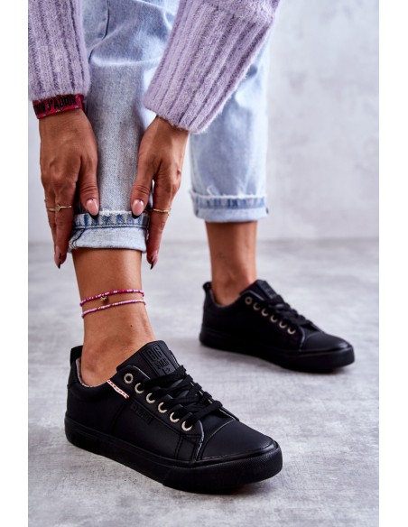 Women's Low Leather Sneakers Big Star KK274006 Black