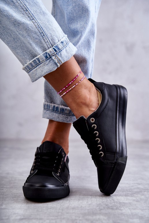 Women's Low Leather Sneakers Big Star KK274006 Black
