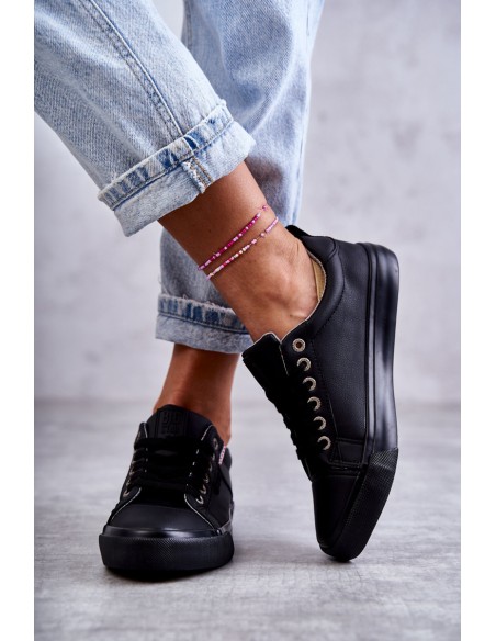 Women's Low Leather Sneakers Big Star KK274006 Black