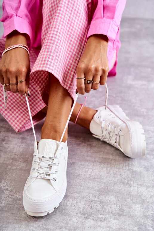 Fashionable Lacquered Sneakers Big Star KK274045 White