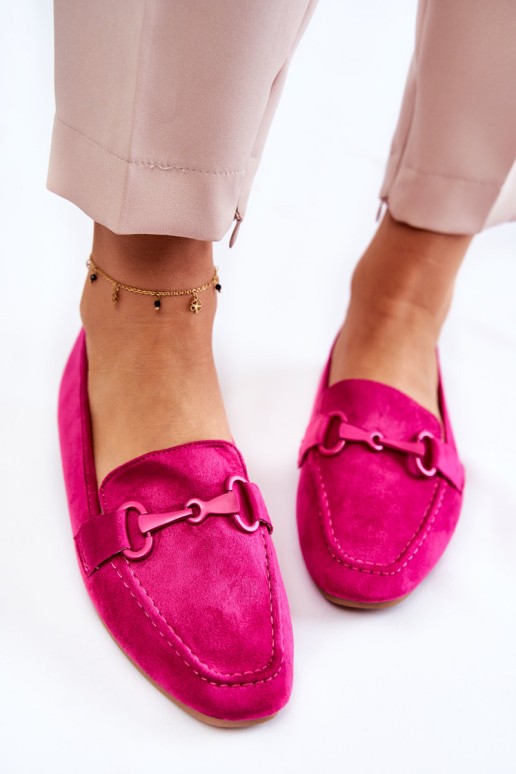 Suede loafers with decoration Fuchsia Santi