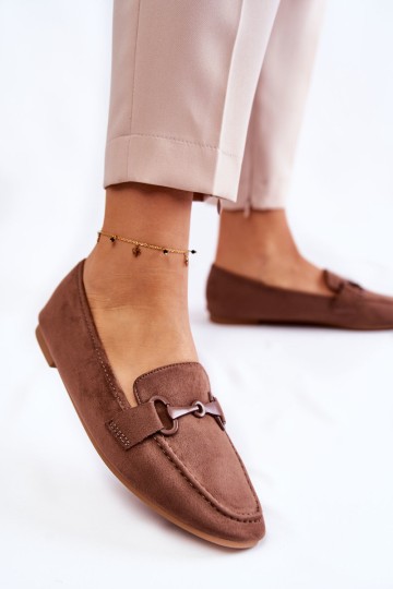 Suede loafers with decoration Brown Santi 2