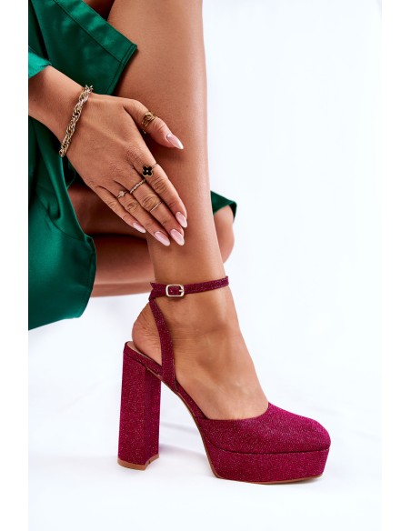 Women's Sandals Glitter On a Heel Dark pink Rosel