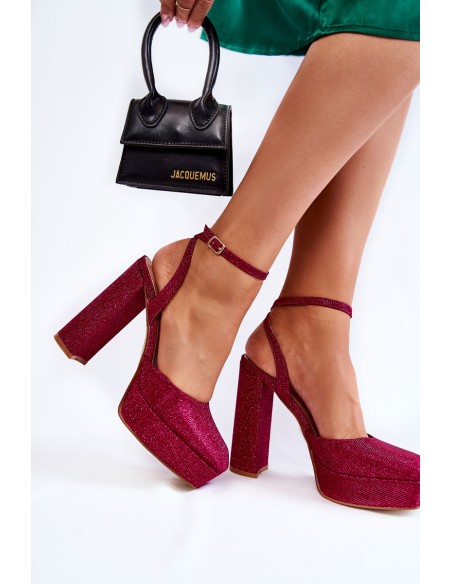 Women's Sandals Glitter On a Heel Dark pink Rosel