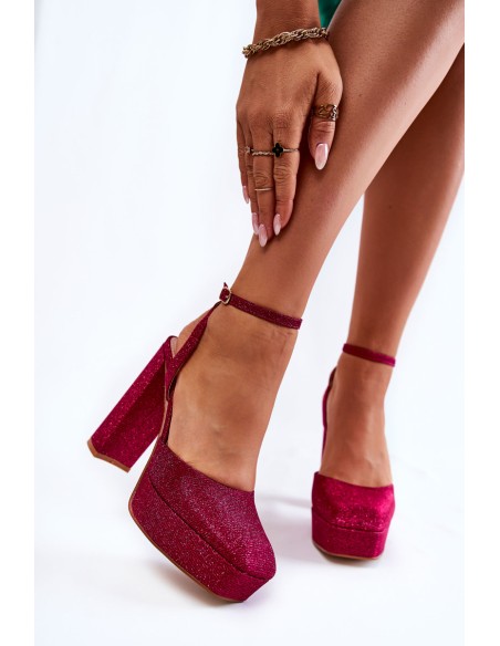 Women's Sandals Glitter On a Heel Dark pink Rosel
