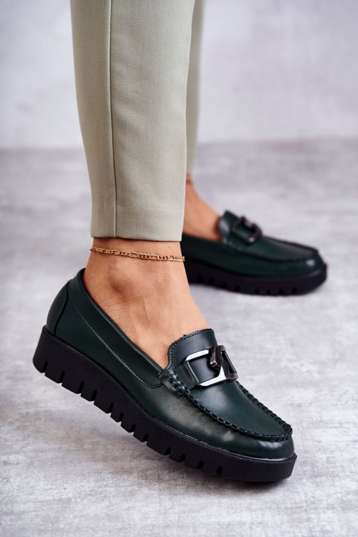 Lacquered Loafers On The Platform Green Kjersti