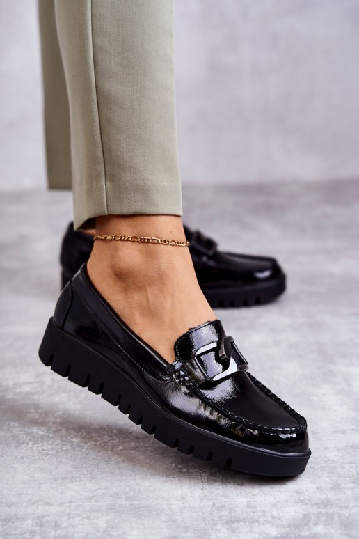 Lacquered Loafers On The Platform Black Kjersti