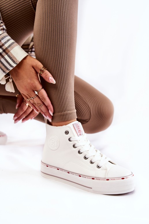 Women's High Warmed up Sneakers Cross Jeans KK2R4044C White