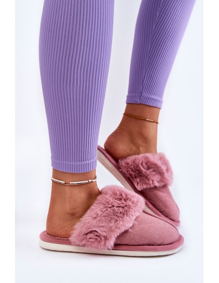 Women's Warm Slippers With Fur Dark pink Franco