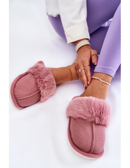 Women's Warm Slippers With Fur Dark pink Franco