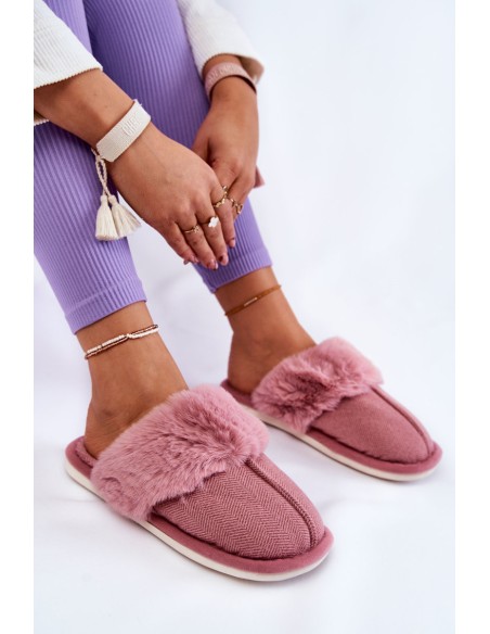 Women's Warm Slippers With Fur Dark pink Franco