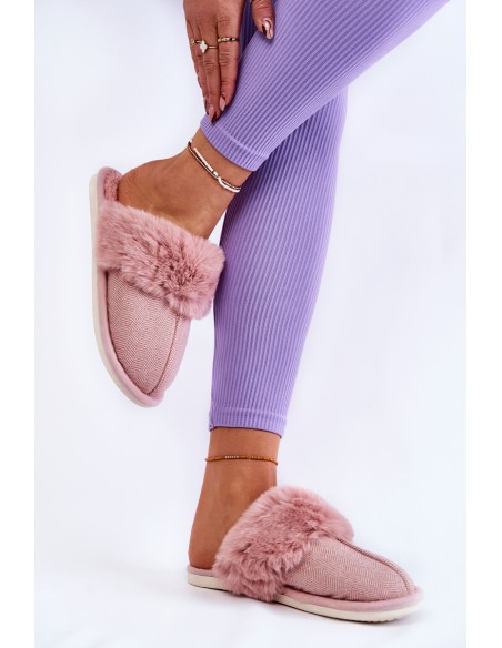 Women's Warm Slippers With Fur Light pink Franco